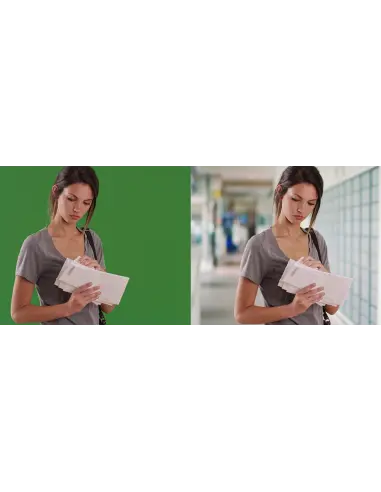 Tło zielone 5mx1,6m +  uchwyty do przechowywania