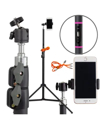Studyjny statyw oświetleniowy USB mocny głowica + uchwyt