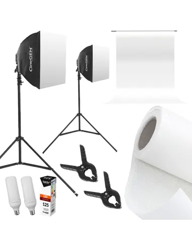 Zestaw z tłem Keylights™ 2x 40x40cm 125W LED