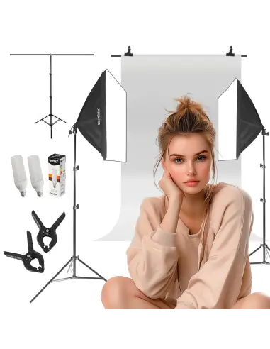 Zestaw z tłem Keylights™ 2x 40x60cm 85W LED