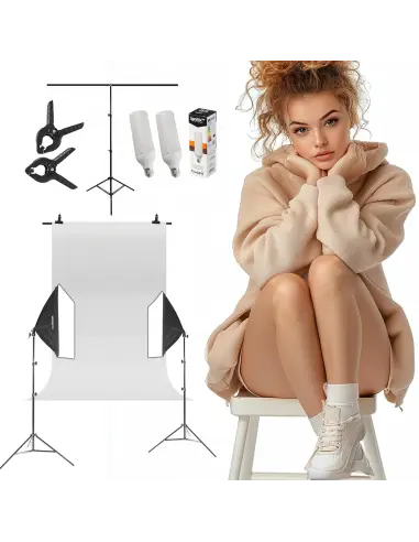 Keylights-Set mit Hintergrund, 2 x 50x70 cm, 85 W LED