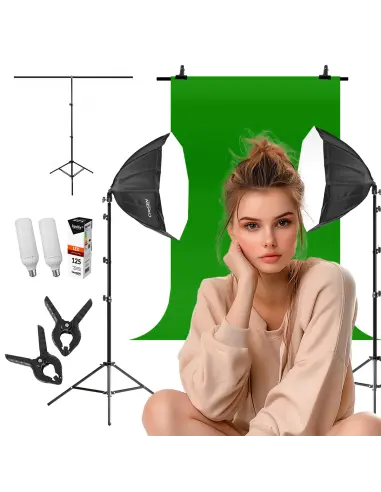 Zestaw z tłem Keylights™ 2x octa 90cm 125W LED