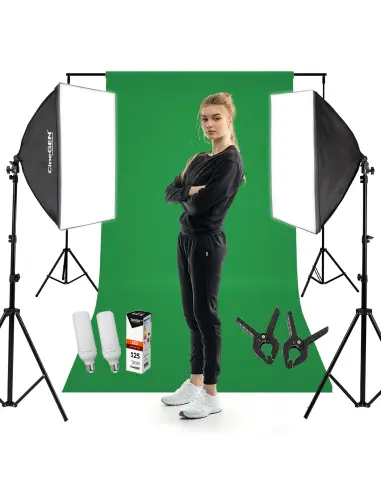 Zestaw z tłem StudioLights™ 2x 40x40cm 125W LED