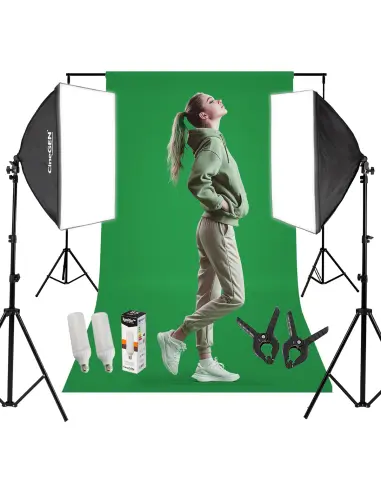 Zestaw z tłem StudioLights™ 2x 40x40cm 85W LED