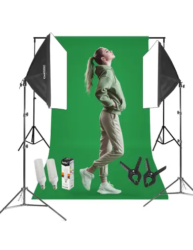 Zestaw z tłem StudioLights™ 2x 50x70cm 85W LED