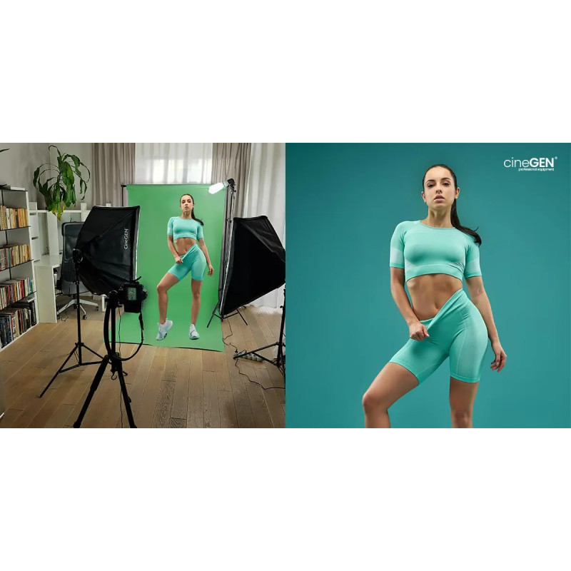 Zestaw studyjny 2x125W LED + tło GreenScreen 60x60