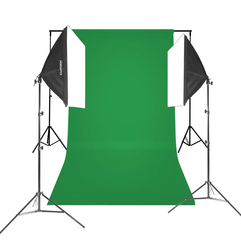Zestaw studyjny 2x125W LED + tło GreenScreen 60x60