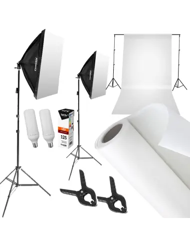 Zestaw z tłem StudioLights™ 2x 40x60cm 125W