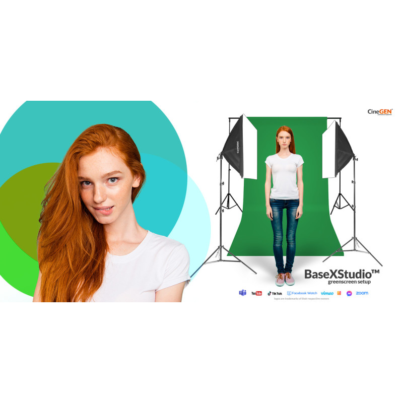 BaseXStudio™ zestaw z GreenScreen 2x 50x70 65W