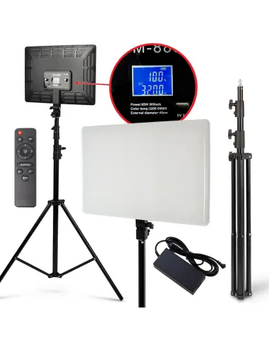 Zestaw 2 lamp panelowych LED na statywie