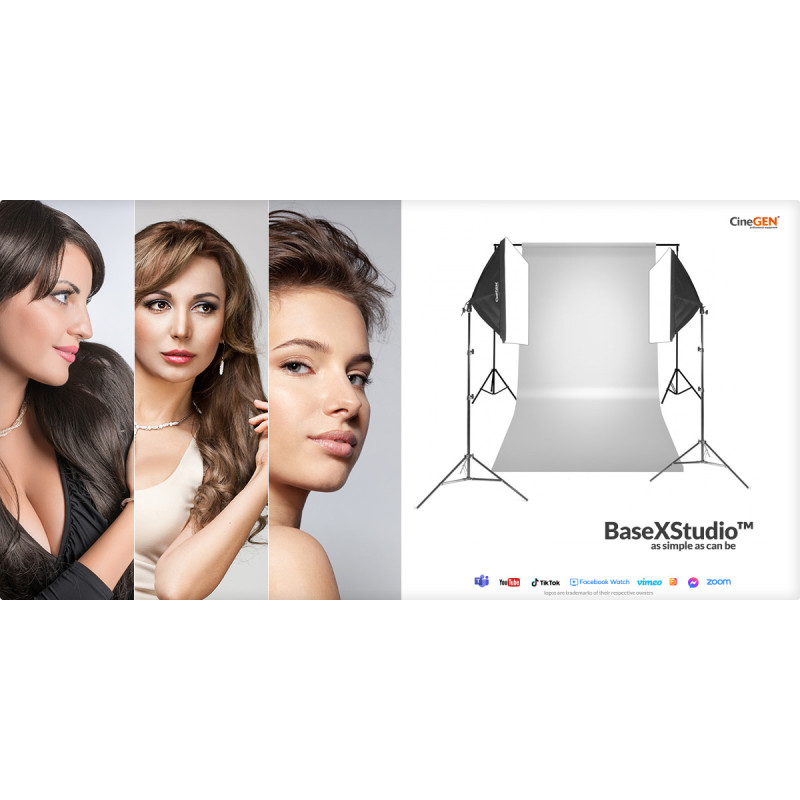 Zestaw z tłem BaseXStudio™ 2x 50x70cm 125W