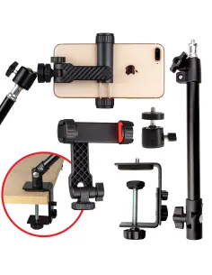 Uniwersalny statyw biurkowy z głowicą i adapterem