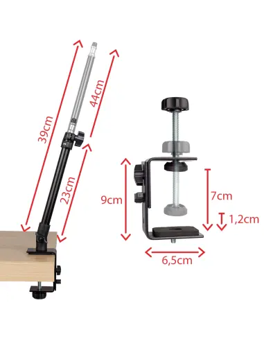Uniwersalny statyw biurkowy z głowicą i adapterem