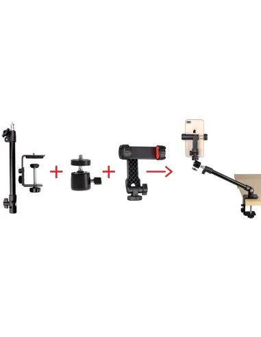 Uniwersalny statyw biurkowy z głowicą i adapterem