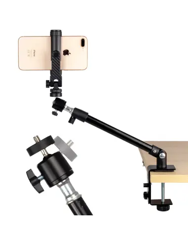 Uniwersalny statyw biurkowy z głowicą i adapterem