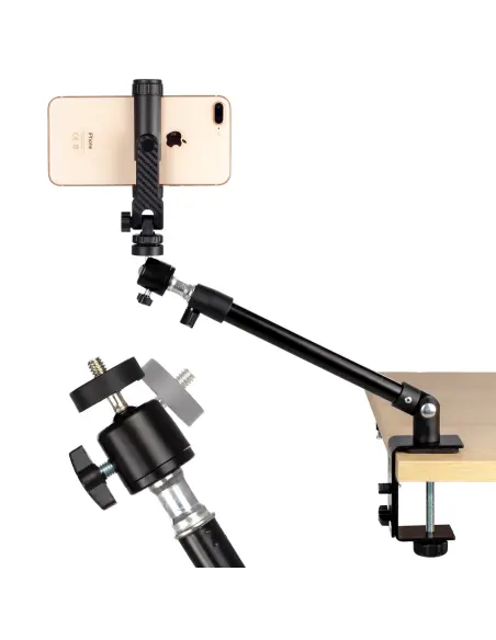 Uniwersalny statyw biurkowy z głowicą i adapterem