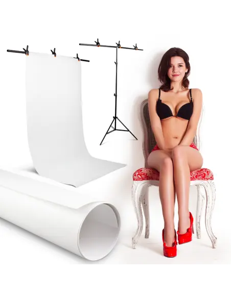 Zestaw z białym tłem 150x200cm z belką typu T