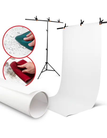 Zestaw z białym tłem 150x200cm z belką typu T