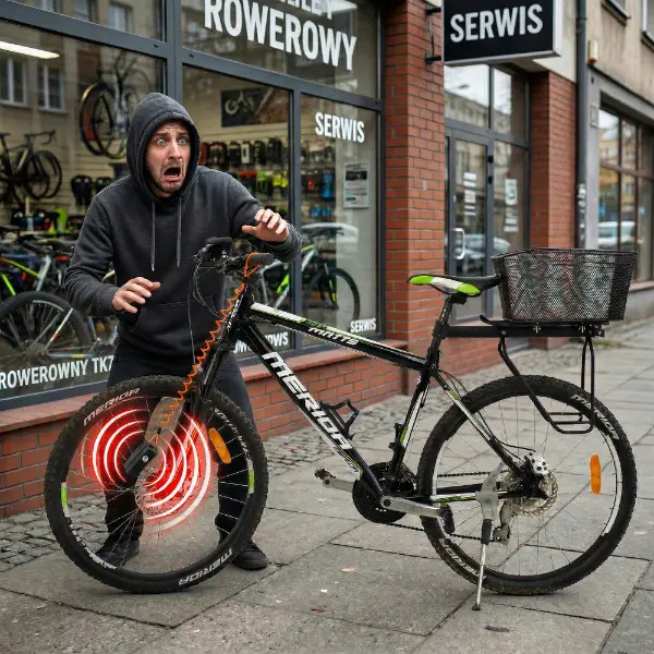 Alarm blokada rowerowa z linką zabezpieczającą