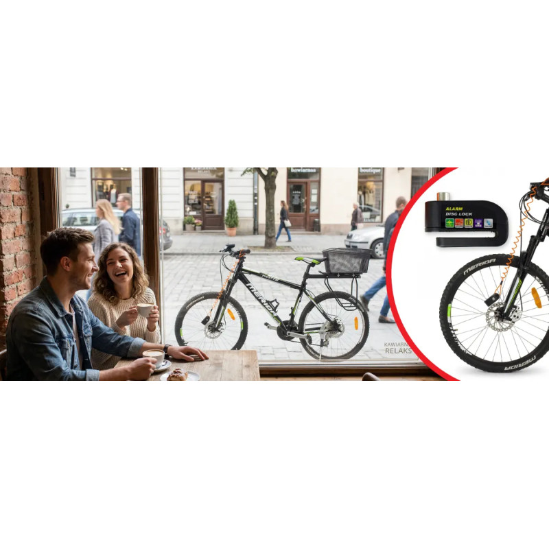 Alarm blokada rowerowa z linką zabezpieczającą