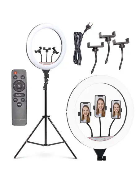 Lampa pierścieniowa ring LED z pilotem i statywem