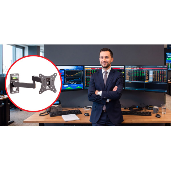 Uchwyt na monitor ścienny regulowany 60-320cm 8kg SOLIDNY