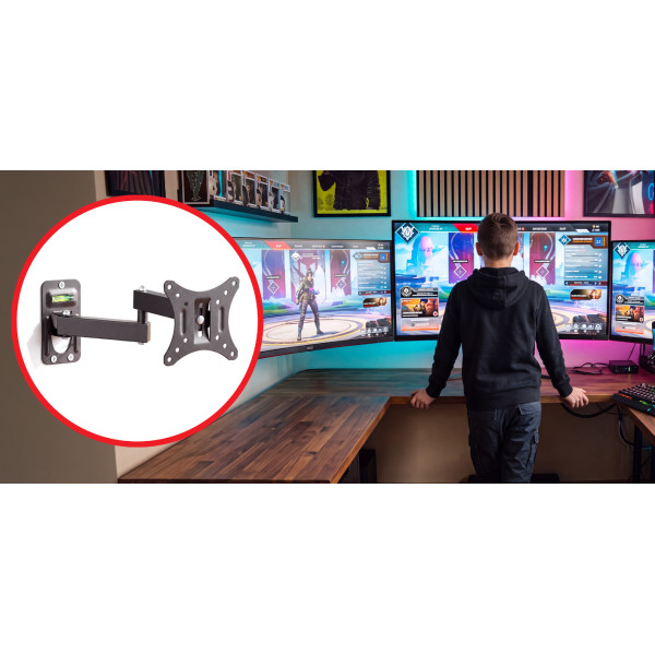 Uchwyt na monitor ścienny regulowany 60-320cm 8kg SOLIDNY