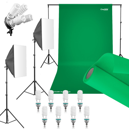 Zestaw DELUXStudio GreenScreen 8x85W 40x40cm