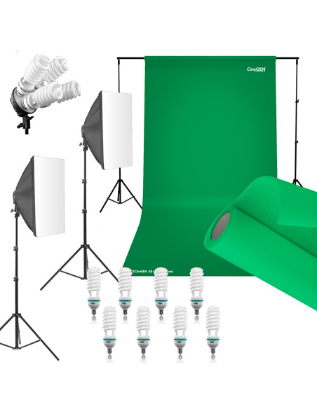 Zestaw DELUXStudio GreenScreen 8x125W 50x70cm