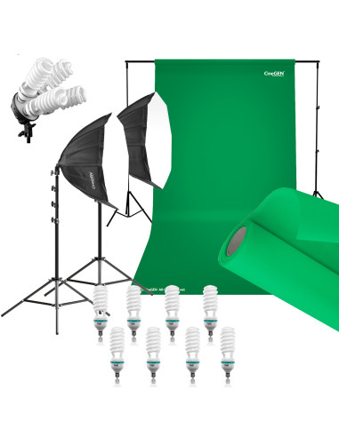 Zestaw DELUXStudio GreenScreen 8x85W octa 90cm