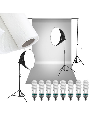 Zestaw z tłem DELUXStudio 8x85W OCTA 70cm