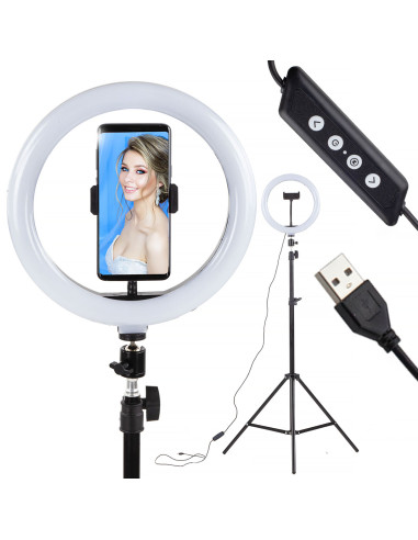 Lampa Ring Light pilot statyw 210 cm 60W USB