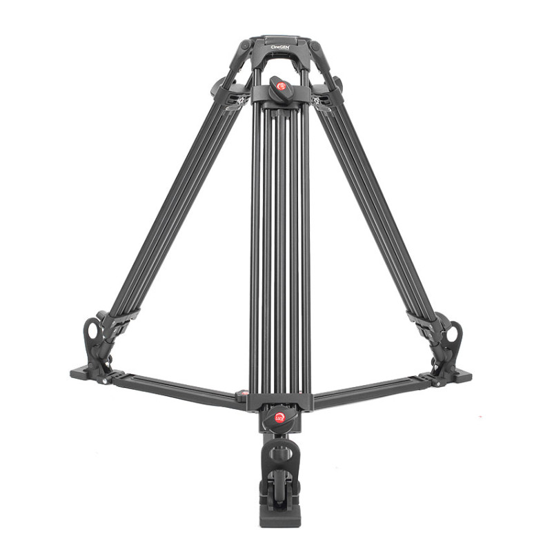 Tripod without head, showing visible mount in the middle of the legs