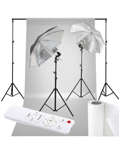 Zestaw z tłem Academy™ 2xLED 85W BlackSilver 110cm