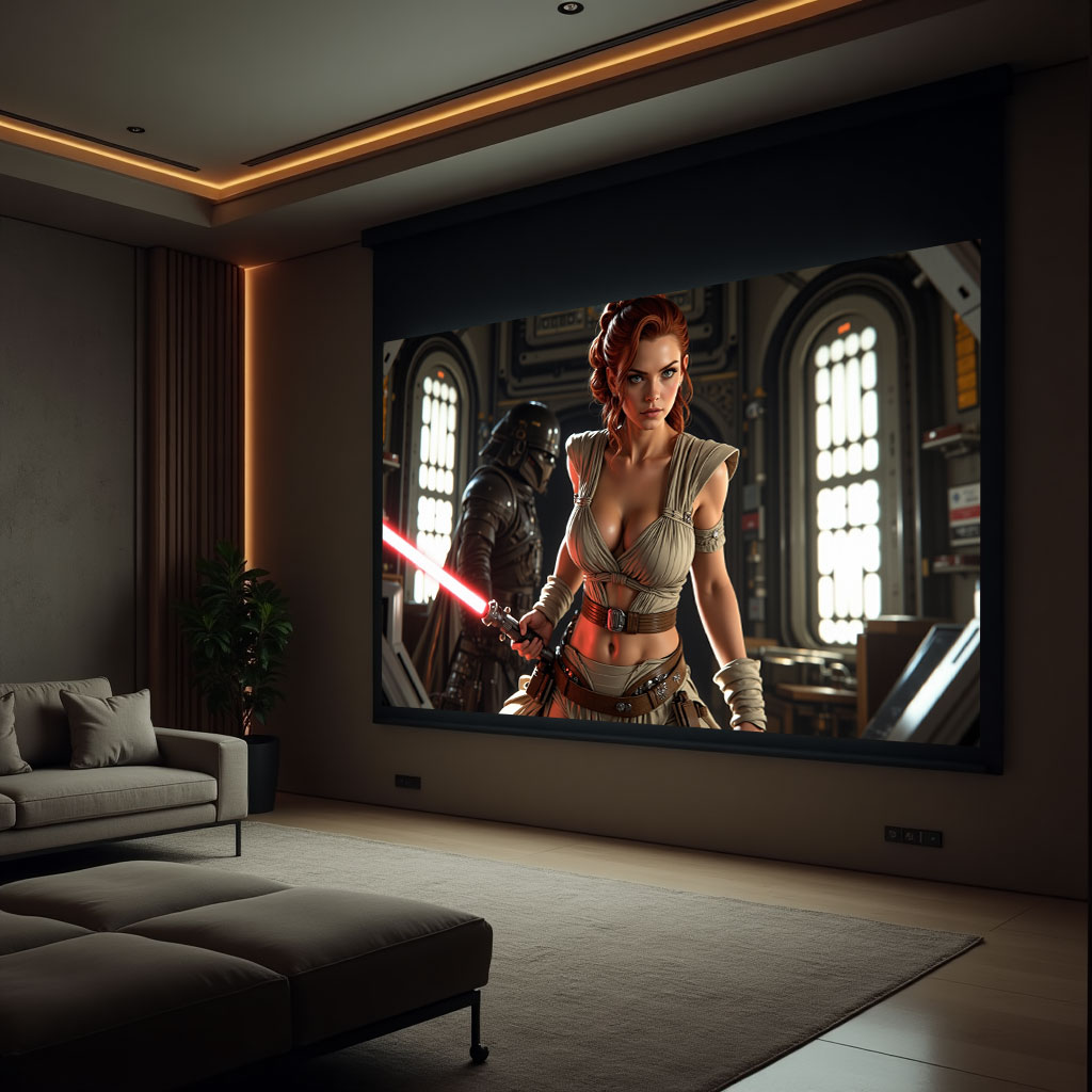 Czarna kaseta ekranu sprawdza się w domowym kinie